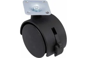 Колесо мебельное поворот. пластик, черн, площадка, D50, с торм - накл Tech-Krep 151209 *1