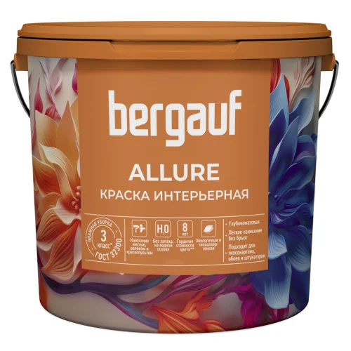 Краска интерьерная водно-дисперсионная полиакрил. д вн. работ Bergauf Allure, 4,5 л 6,8 кг база А 80