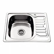 Мойка LEDEME врезн. из нерж. стали ЛЕВАЯ глянцевая  глубина 180 мм, толщина 0,8 мм, с сифоном 580x48