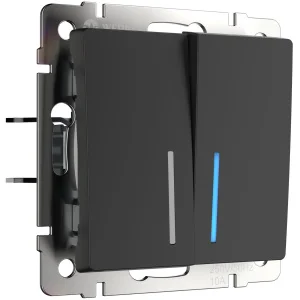 Выключатель Werkel двухклавишный проходной с подсветкой (черный матовый) W1122108