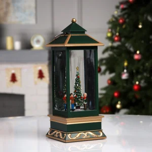 Светодиодная фигура «Фонарь с ёлкой» 10.5 × 26 × 10.5 см, пластик, батарейки ААх3 (не в комплекте),