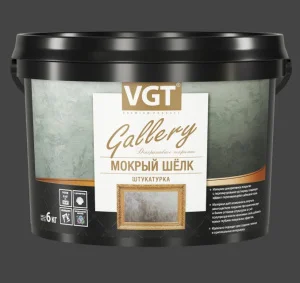 Штукатурка фактурная VGT Мокрый шелк серебр.-белая №1(SJ-304) база 1кг *1/6