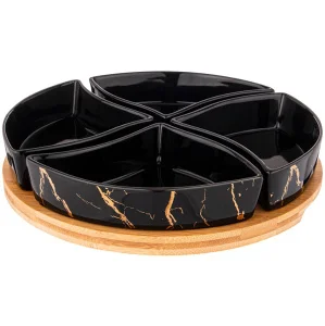 Менажница 4 Секции На Дерев. Подставке Lefard "Fantasy" 26,5 См Черная (Кор=12Шт.)