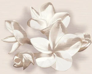Панно "Amati Plumeria Beige" 402х505х8мм бежевый (компл 2шт) (Azori) *1/6