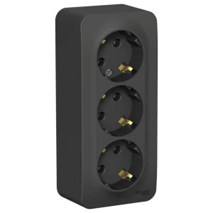 Розетка 3-м ОП BLANCA 16А 250В без шторок без заземл. изол. пласт. антрацит SchE BLNRA000316