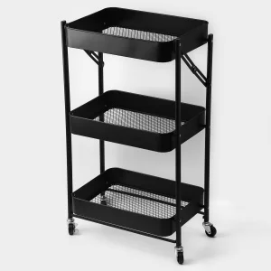Этажерка 3х-ярусная на колесах 45,5х29,5х77,5см черная 5516637