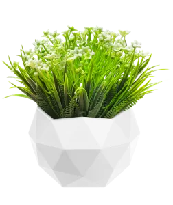 Кашпо д/цветов пласт. "Топаз" 0,45л белый с белыми цветами КШ-0032 (La Decoro) *1