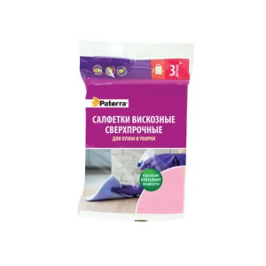 Салфетки вискозные сверхпрочные для кухни и уборки Paterra 3шт/уп. 30*38см *1/70