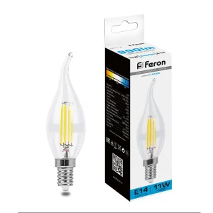 Лампа светодиодная, (11W) 230V E14 6400K прозрачная, LB-714