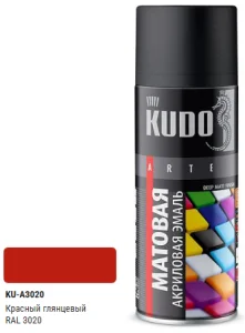 Эмаль универсальная акриловая RAL 3020 красная высокоглянцевая KU-A3020 *1/12
