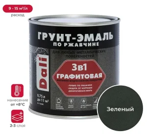 Грунт-эмаль по ржавчине графитовая DALI зеленый 0,75л