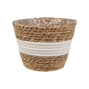 Кашпо плетеное "Танзания", Д190 Ш190 В160, натуральный, белый Lishan-04 S *1