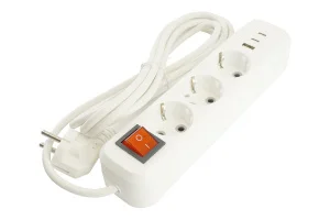 Удлинитель 3х3м с/з с выкл. 3x1мм2 250В, 16А, 1USB+2C, 2.4A Home, белый HM071-31-03 Stekker *1