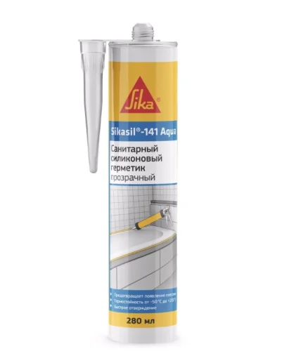 Герметик силиконовый санитарный Sikasil-141 Aqua прозрачный 280мл (Sika)  12 (-40)