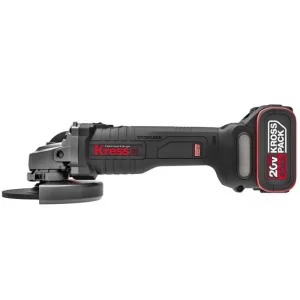 Угловая шлифмашина аккумуляторная бесщёточная KRESS, KU801, 20В, 125мм, 4Ач х2, ЗУ 6А, кейс