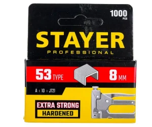 Скобы для степлера 8мм тип 53 A/10/JT21, калибр 23GA уп-1000шт Stayer Professional 3159-08 *1