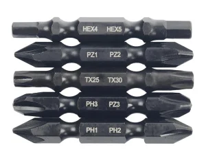 Набор бит двухсторонних S2 Ph1xPh2, Pz1xPz2, Ph3хPz3, Tx25xTx30, Hex4xHex5 х 50 мм 5 шт RAGE by VIRA 554176 *1