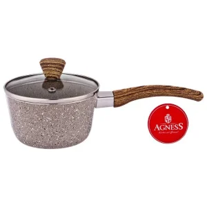 Ковшик Agness  "Арктик" С Антипригарным Покрытием И Стекл. Крышкой 600 Мл (Кор=18Шт.)