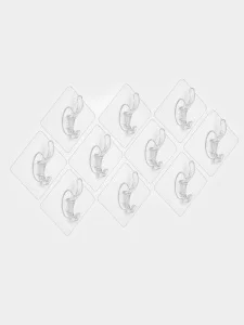 Набор крючков (упак 10 шт) с двойным крюком самоклеящиеся, прозрачный 10850511 *1