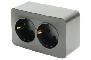 Розетка 2-м "София" ОП с/з 250В 16А IP20 черный матовый MST16-12-05 Stekker *1