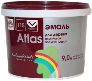 Эмаль акриловая п/гл. Радуга 115 Атлас, Для дерева, база С 0,9 л
