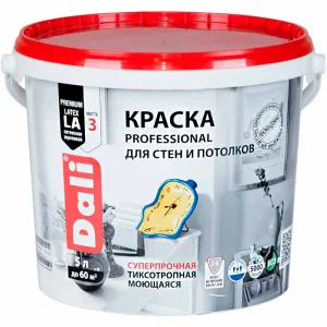 Краска ВД PROFESSIONAL для стен и потолков база С 5л ДАЛИ