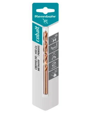 Сверло по металлу 3-гр. хвост., 10,0х133мм, HSS-Co, Р6М5К5, уп-1шт. Rennbohr Cobalt Card 668100 *1