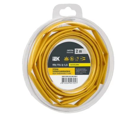 Трубка термоусадочная ТТУ нг-LS 3/1.5 желтая (упак 2м) UDR12-003-D15-002-K05-T IEK