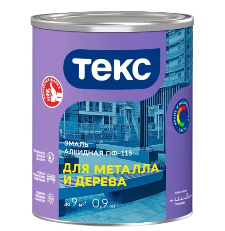 Эмаль ПФ-115 Текс для металла и дерева/ОПТИМУМ черная глянцевая 0,9кг