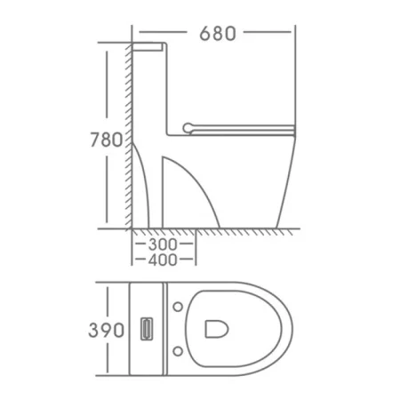 Унитаз моноблок напольный Knois KN6224000 горизонтальный выпуск, душевой тип смыва, микролифт