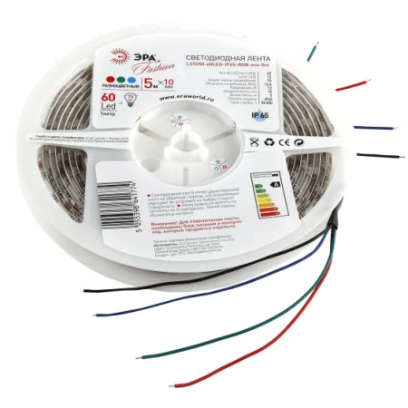 Лента светодиодная LS5050-14,4-60-12-RGB-IP65-1 year-5m цветн Б0002347 (Эра)  1 50
