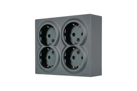 Розетка 4-м LETO с заземл. закрытый корпус ПБТ графит Lezard 752-3400-127BDP