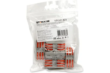 Клемма монтажная для фазных проводников, 3 контактные группы упак 5шт LD222-423 STEKKER *1