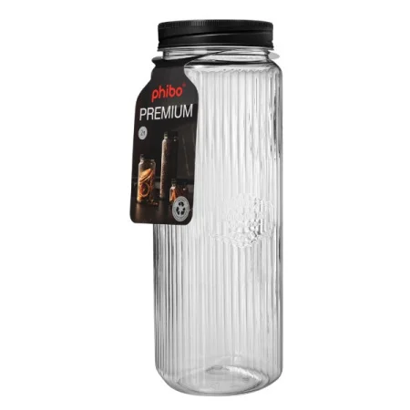 Банка Квадратная С Рельефом И Тиснением Premium 2Л (Черный)