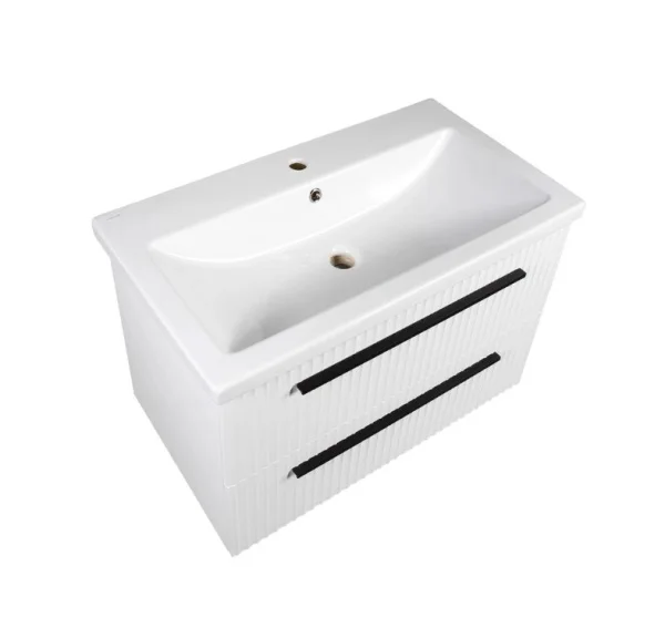 Тумба подвесная AGATA Суматра 80 АТ80-958 Белый матовый, 2 ящика с раковиной Como 80