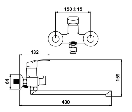 Смеситель для ванны одноручный Антей Европа 227024