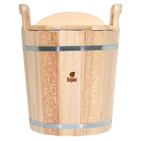 Запарник 14л с пластиковой вставкой и крышкой Банные штучки Цветочный орнамент 32695