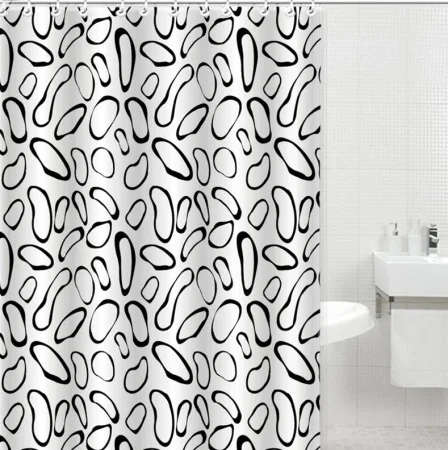 Штора д/ванной "Black and White" п/э 180х180см 16201 (Gota Rocio) *1/25