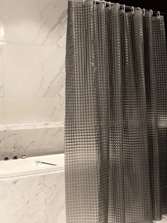 Штора для ванной Лаурель 3D 180х180см 12 колец дымчатый Zenfort 104242