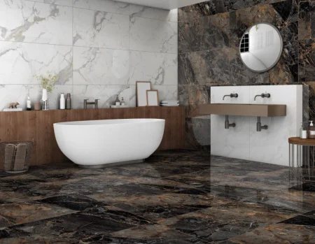 Керамогранит GlobalTile Calacatta Imperial_GT 400х800х8,5мм белый полированный GT40806103MR 1уп=1,6м2 (5шт)