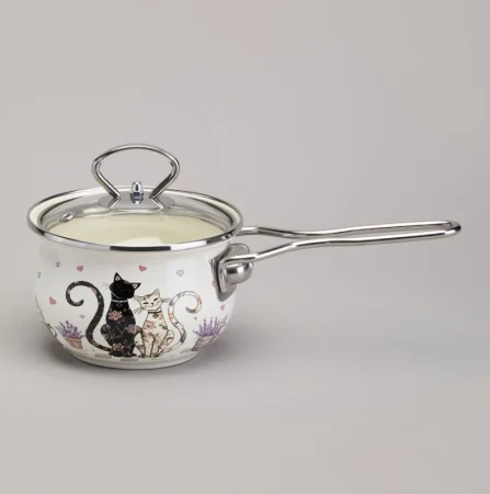 Ковш Эмалированный Серия "Lavender Cats" 0,9Л, Диа 14 См