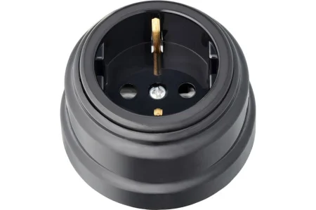 Розетка 1-м "Ретро" с земл. 16А ОУ РА16-0202 черный (Bylectrica) *1