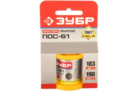 ЗУБР  50 г, 1 мм, трубка, ПОС 61, припой (55450-050-10C)