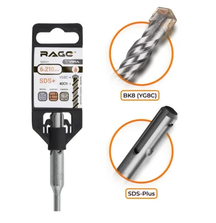 Бур по бетону  6х210мм SDS-plus RAGE by VIRA 560621 *1