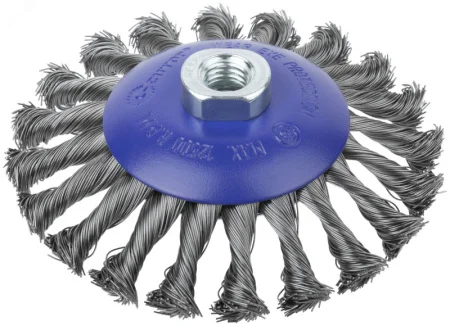 Щетка для УШМ М14 0,5х125мм крученая проволока, тарелка, блистер Cutop Profi 82-907 *1