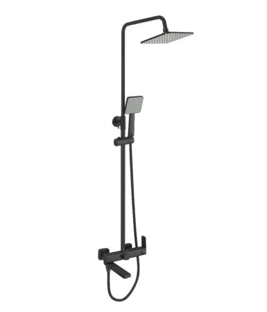 Душевая стойка Fmark FS8745-22H со смесителем, лейкой и тропическим душем, черный (1)