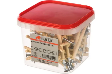 Дюбель-гвоздь 6х80 DSI UK потай (70 шт), Bullit-пл.конт 1150 мл