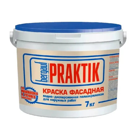 Краска ВД полиакриловая фасадная д/наружных работ Praktik 7кг база А 68203 (Bergauf)