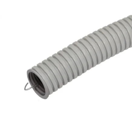 Труба гофрированная ПВХ D20мм легкая с протяжкой серая (уп.20м) Ruvinil 12001 *1
