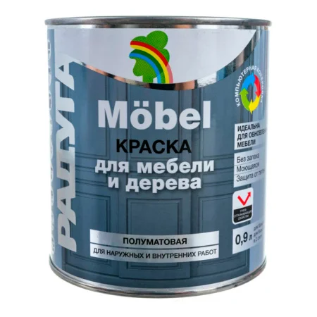 Краска Радуга Mobel ВД-АК 115 для мебели и дерева, база А 0,9 л